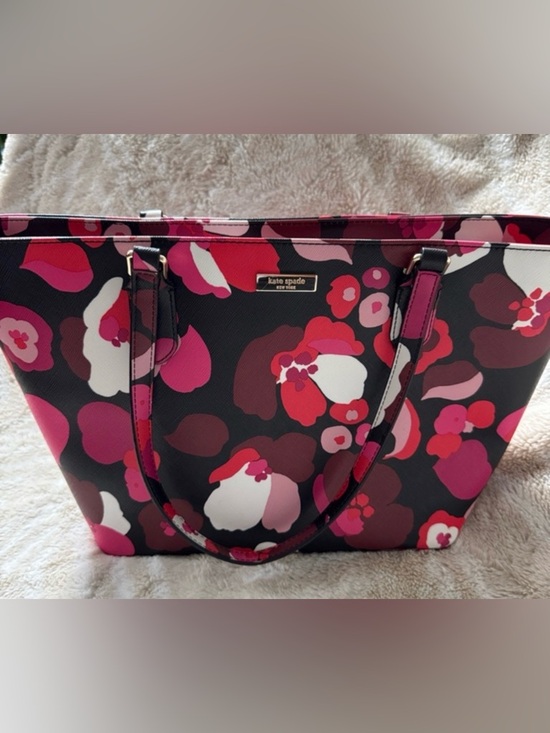 kate spade Handbags - kate spade Black Floral Tote Bag with Pink and Red Accents